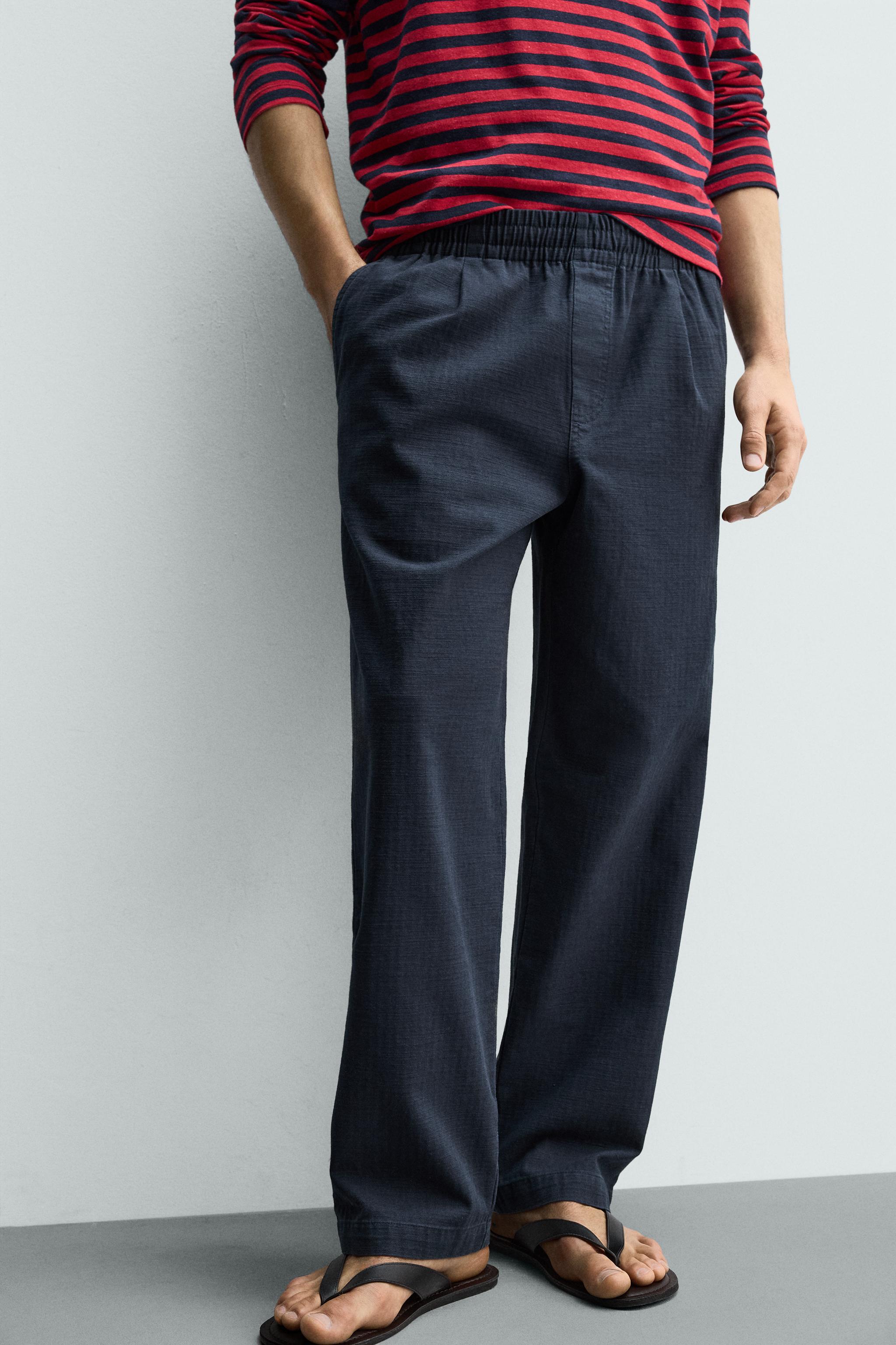 HERRINGBONE RELAXED FIT PANTS